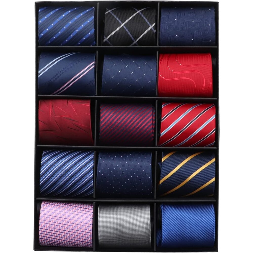 Men's 15pcs Assorted Zipper Ties Silky Zip Up Ties Adjustable Pretied Ties Set